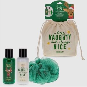Mad Beauty Naughty Nice 3pc Bath and Body Gift Set body wash and lotion loofah